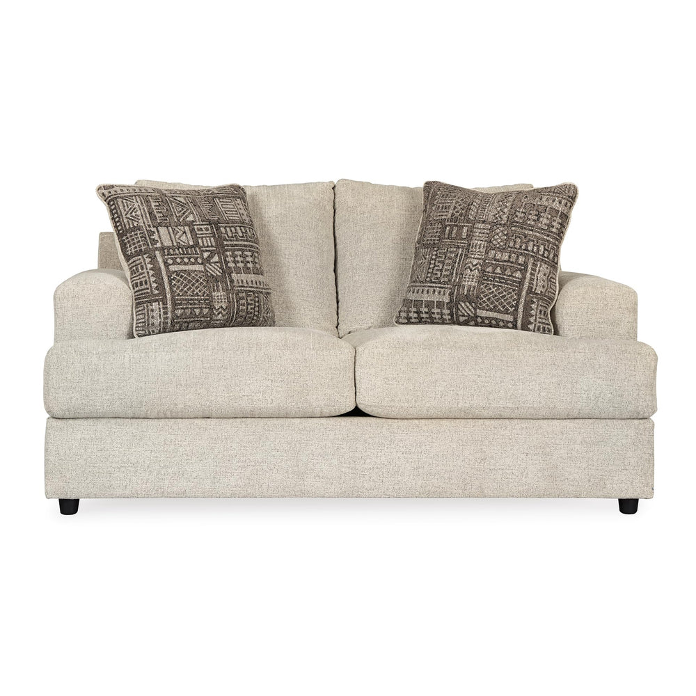 Contemporary Chenille Loveseat with Accent Pillows