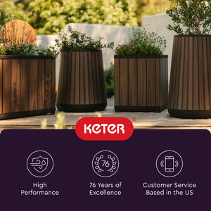 Self-Watering Resin Planter with Wood Look Finish