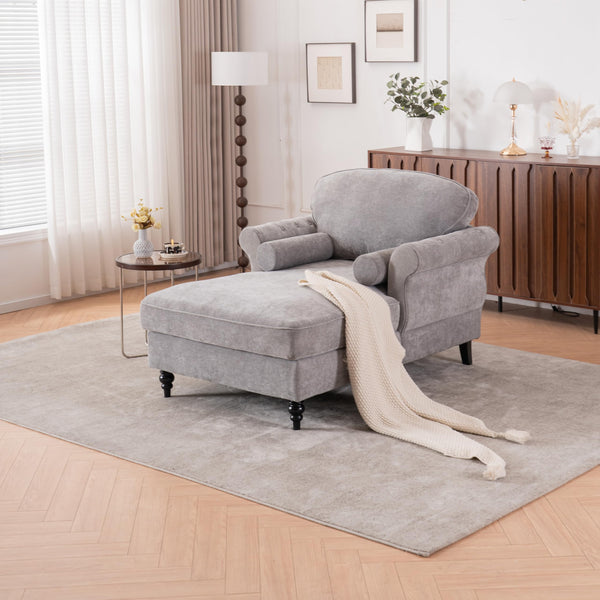 Chenille Recliner Sofa Chair with Curved Armrests & Pocket Springs