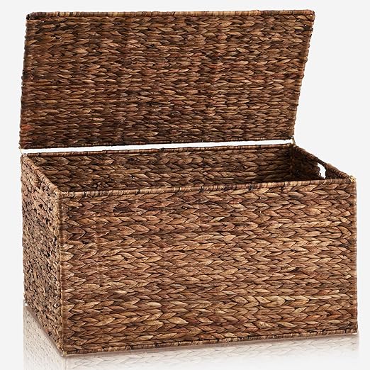 Water Hyacinth Wicker Storage Trunk with Lid