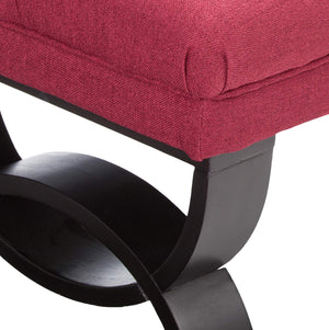 Tufted Fabric Ottoman Bench – Deep Red