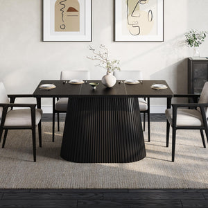 59" Farmhouse Dining Table with Metal Pedestal Base — Seats 4–6