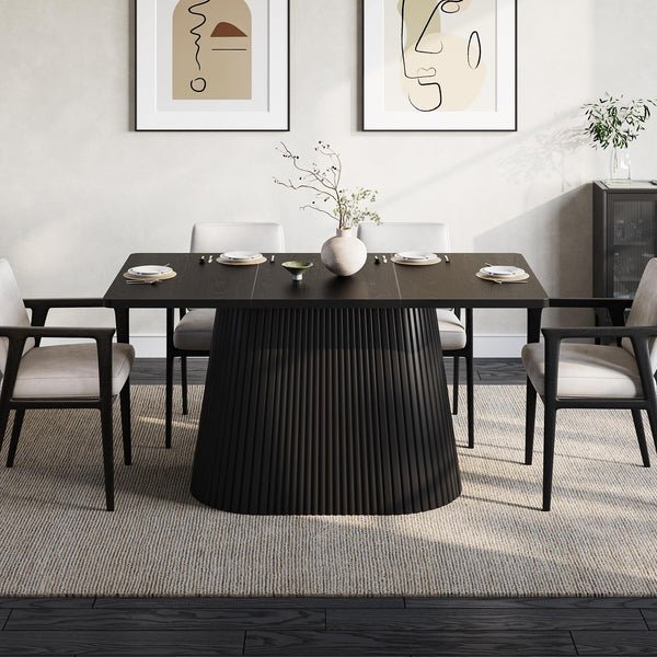 59" Farmhouse Dining Table with Metal Pedestal Base — Seats 4–6