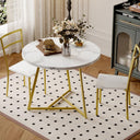Round Dining Table Set for 2 with Upholstered Chairs