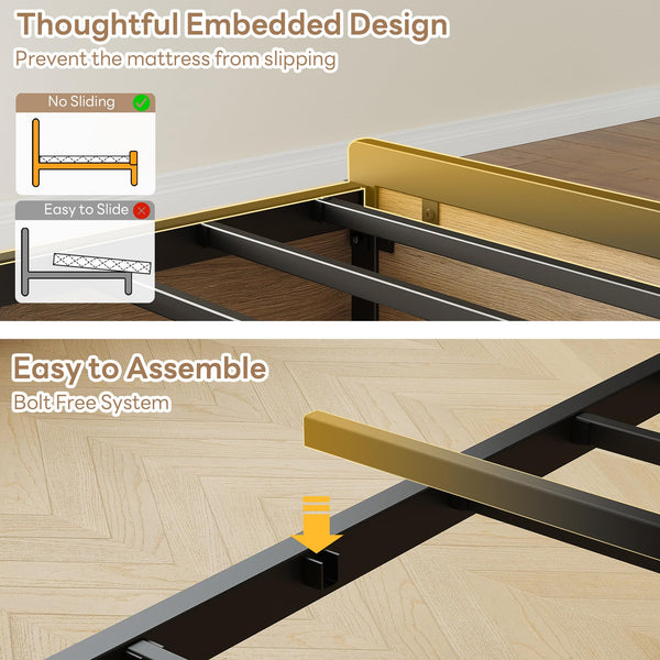 Twin XL Bed Frame with Storage Drawers, Charging Station & LED Lights