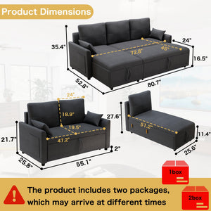L-Shaped Sleeper Sofa with Pull-Out Bed & Storage