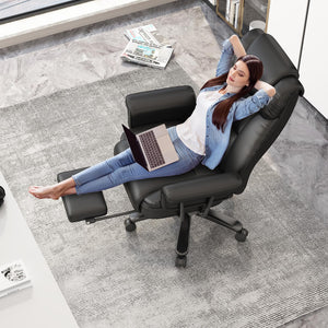 Big & Tall Reclining Office Chair with Footrest, Wide Seat, High Back, Criss Cross Wheels