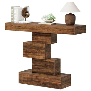 Farmhouse Console Table with Geometric Base, 42.5"