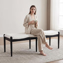 Upholstered Ottoman Bench with Wood Legs