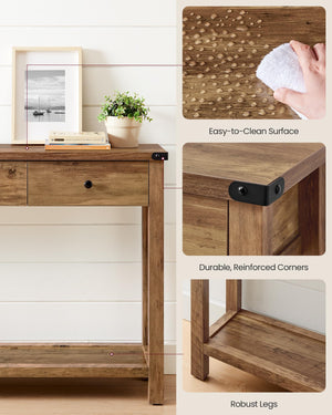 Console Table with 3 Drawers and Open Shelf – Farmhouse Entryway Sofa Table
