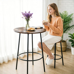 3-Piece Round Pub Dining Set with 2 Counter Height Bar Stools