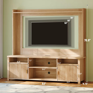 70" Entertainment Center with LED Lights & Charging Station