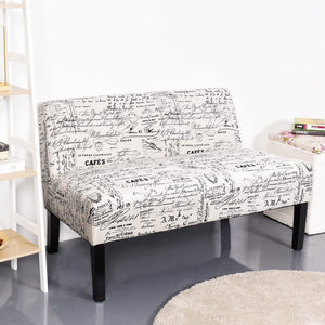 Armless Loveseat Sofa with Letter Design