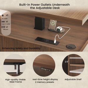 Electric Standing Desk with Drawers & Storage – 70.8" Adjustable Wood Executive Desk