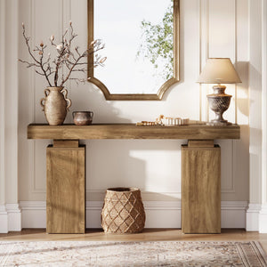 63-Inch Farmhouse Console Table with Wood Finish