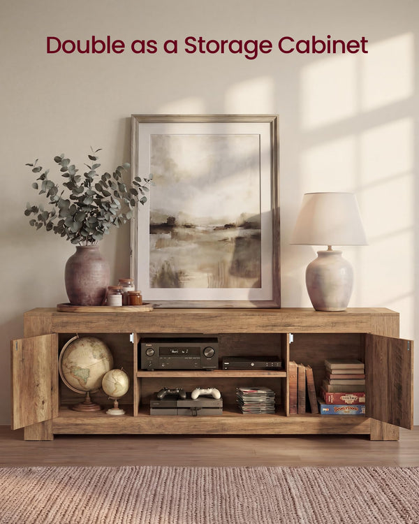Farmhouse TV Stand with Storage Cabinets — 58" or 70" Media Console