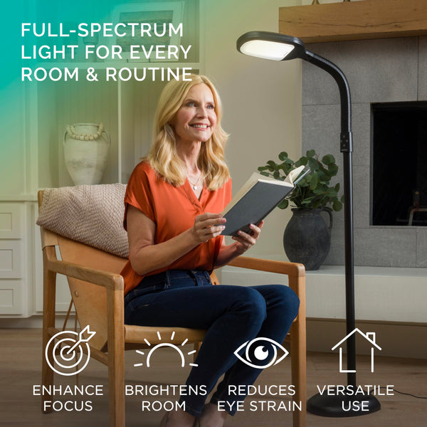 Full Spectrum LED Gooseneck Floor Lamp with Adjustable Brightness