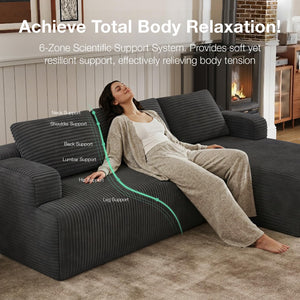 L-Shaped Modular Sectional Sofa with Coil Support