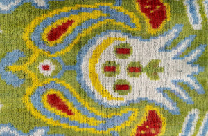 Multicolor Ikat Velvet Throw Pillow 20x20 with Down Feather Insert