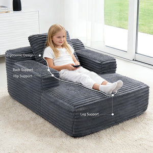 Corduroy Chaise Lounge Chair Indoor – Boneless Cloud Sofa with Wide Armrest
