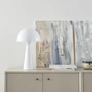 Mushroom Table Lamp 16" | Matte Black Metal Accent Light