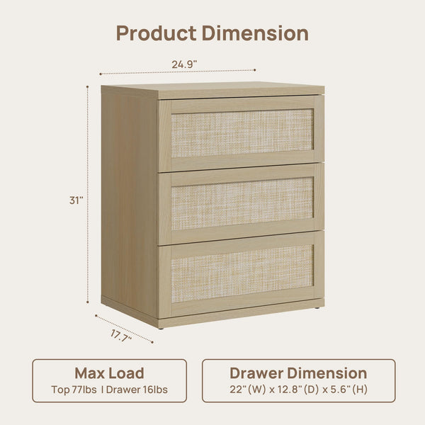 Rattan Dresser with Drawers – Modular Chest of Drawers for Bedroom