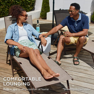 Set of 2 Adjustable Outdoor Chaise Lounge Chairs with Steel Frame