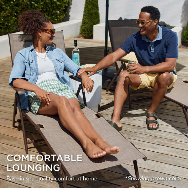 Set of 2 Adjustable Outdoor Chaise Lounge Chairs with Steel Frame