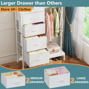 Tall Dresser with Hanging Rack & 4 Drawers