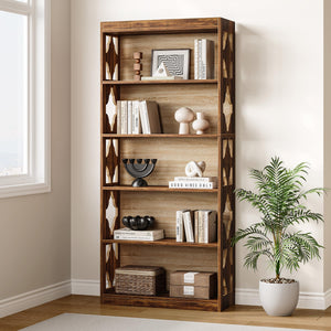 5-Tier Vintage Bookshelf 69.9" Freestanding Bookcase