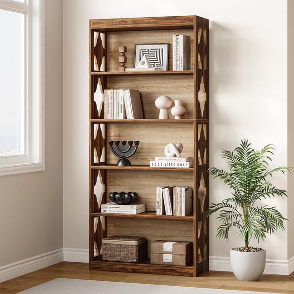 5-Tier Vintage Bookshelf 69.9" Freestanding Bookcase