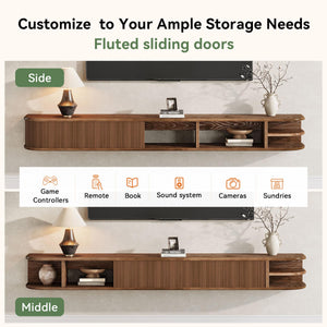 71" Floating TV Stand with Fluted Doors