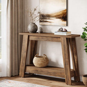 Farmhouse Console Table 2-Tier with Storage Shelf