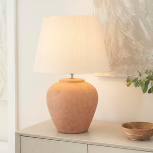 Rustic Terracotta Ceramic Table Lamp with Fabric Shade