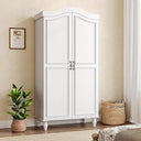 Arched Armoire Wardrobe Closet with 2 Doors & Hanging Rod — 71" H Freestanding Bedroom Cabinet