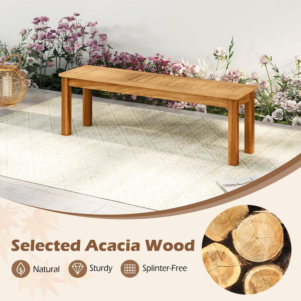 Acacia Wood Outdoor Bench Set of 2 – Slatted Seat, 794 LB Capacity