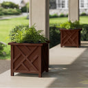 Large Square Outdoor Planter Box 2-Pack – 15.5" Lattice Design Flower Pots