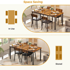 5-Piece Extendable Dining Table Set with 4 Upholstered Chairs