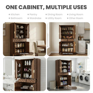 71" Tall Pantry Cabinet with Doors, Drawers & Adjustable Shelves