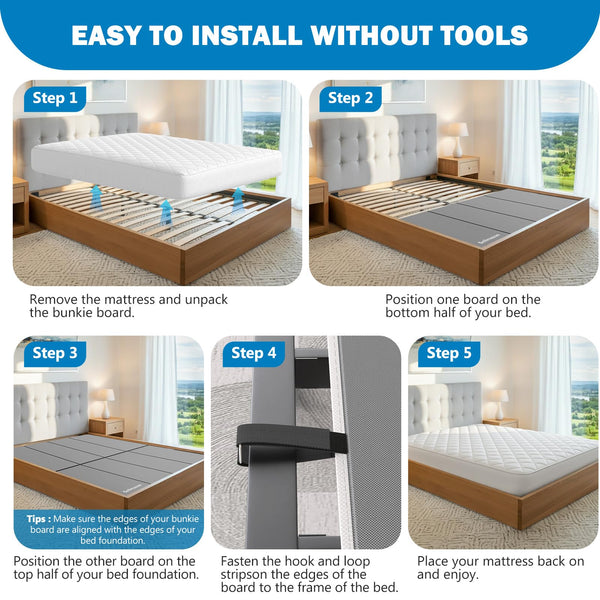 Foldable Bunkie Board with Heavy-Duty Support