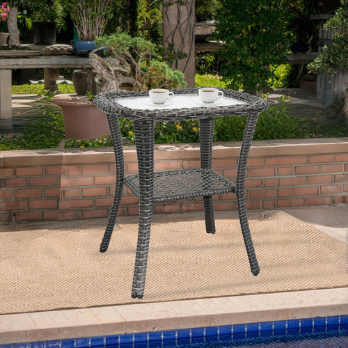 Outdoor Wicker Coffee Table Set of 2