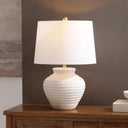 Rustic Farmhouse Ceramic Table Lamp with Drum Shade