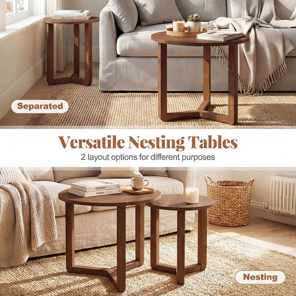 Round Nesting Coffee Table Set of 2, 22.5"