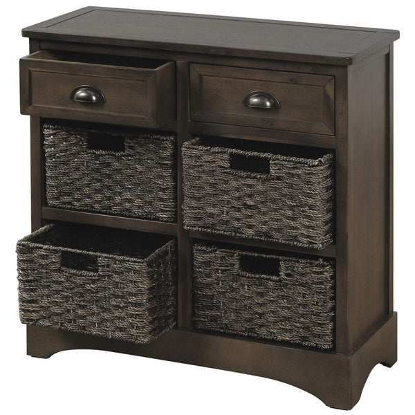 Farmhouse Storage Cabinet with 2 Drawers & 4 Baskets