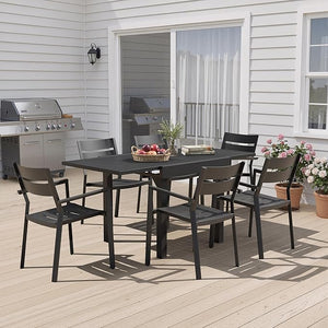 Expandable Aluminum Outdoor Dining Table – 53" to 106", Seats 6–10