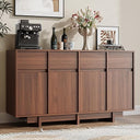 59" Wide 4-Door Sideboard Cabinet with Adjustable Shelves & Wood Legs