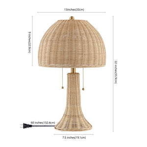 Bohemian Rustic Rattan LED Table Lamp 22"