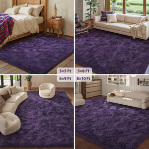 6x9 Fluffy Purple Shaggy Area Rug – Non-Slip Plush Indoor Carpet
