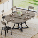 Expandable Round Dining Table Set for 4-8 – 5-Piece with Cushion Chairs