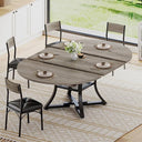 Round Extendable Dining Table Set for 4-8 — 5-Piece Kitchen Table with 4 Cushion Chairs
